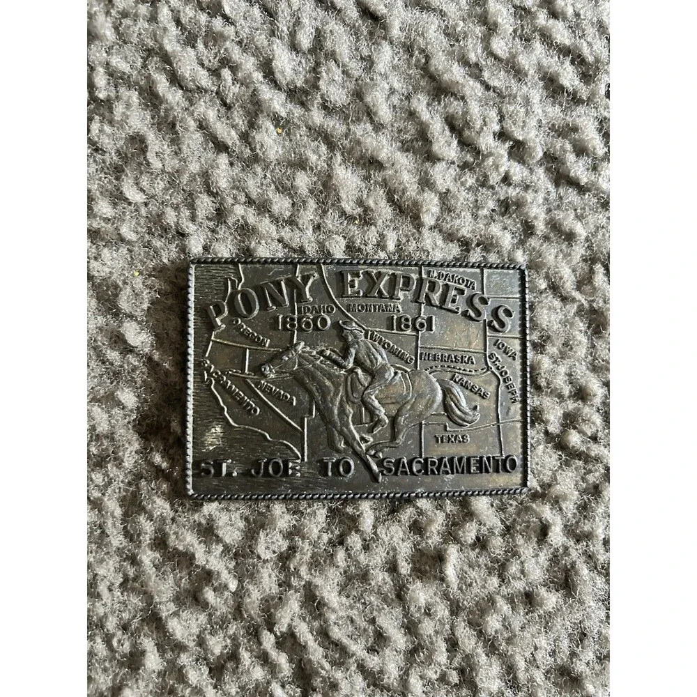 Vintage Pony Express 1860 - 1861 St Joe to Sacramento Belt Buckle 22817